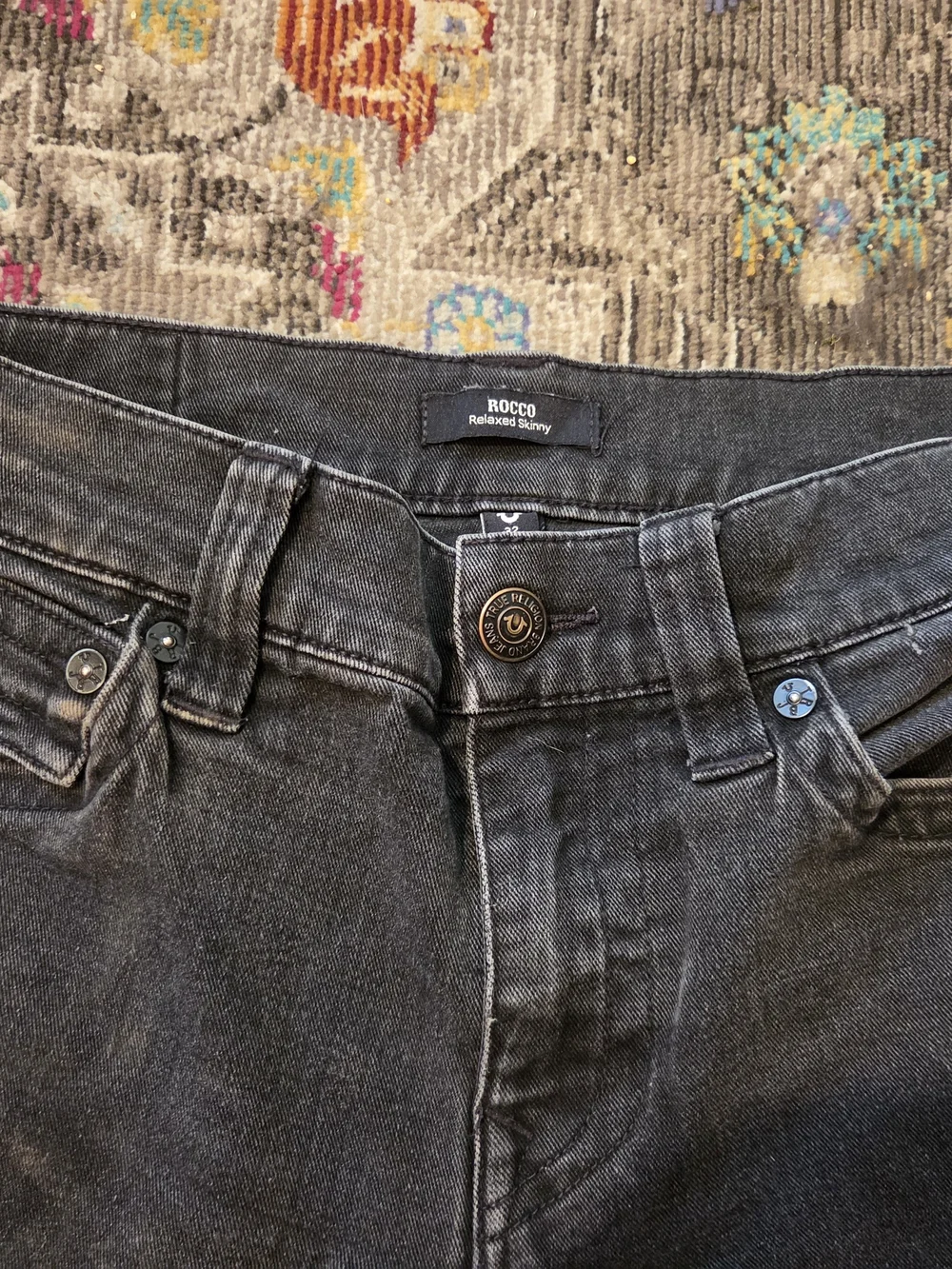 True Religion Rocco Relaxed Skinny Jeans - Black Denim